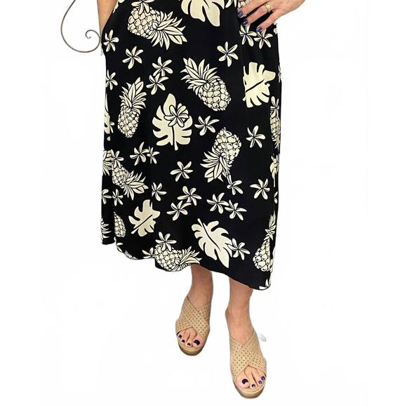 NEW PINEAPPLE tropical midi dress in black - Picture 1 of 3